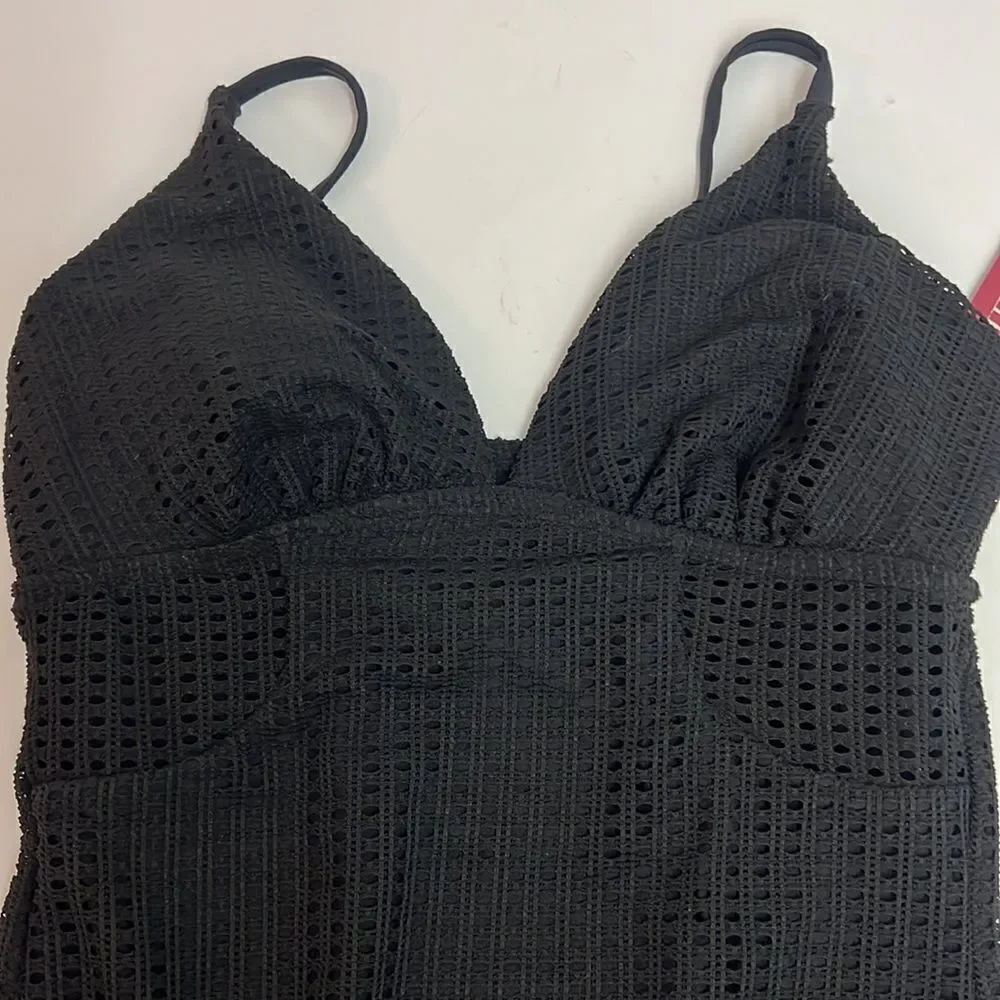 Merona Black Baker Weave Lace‎ One Piece Swimsuit D22